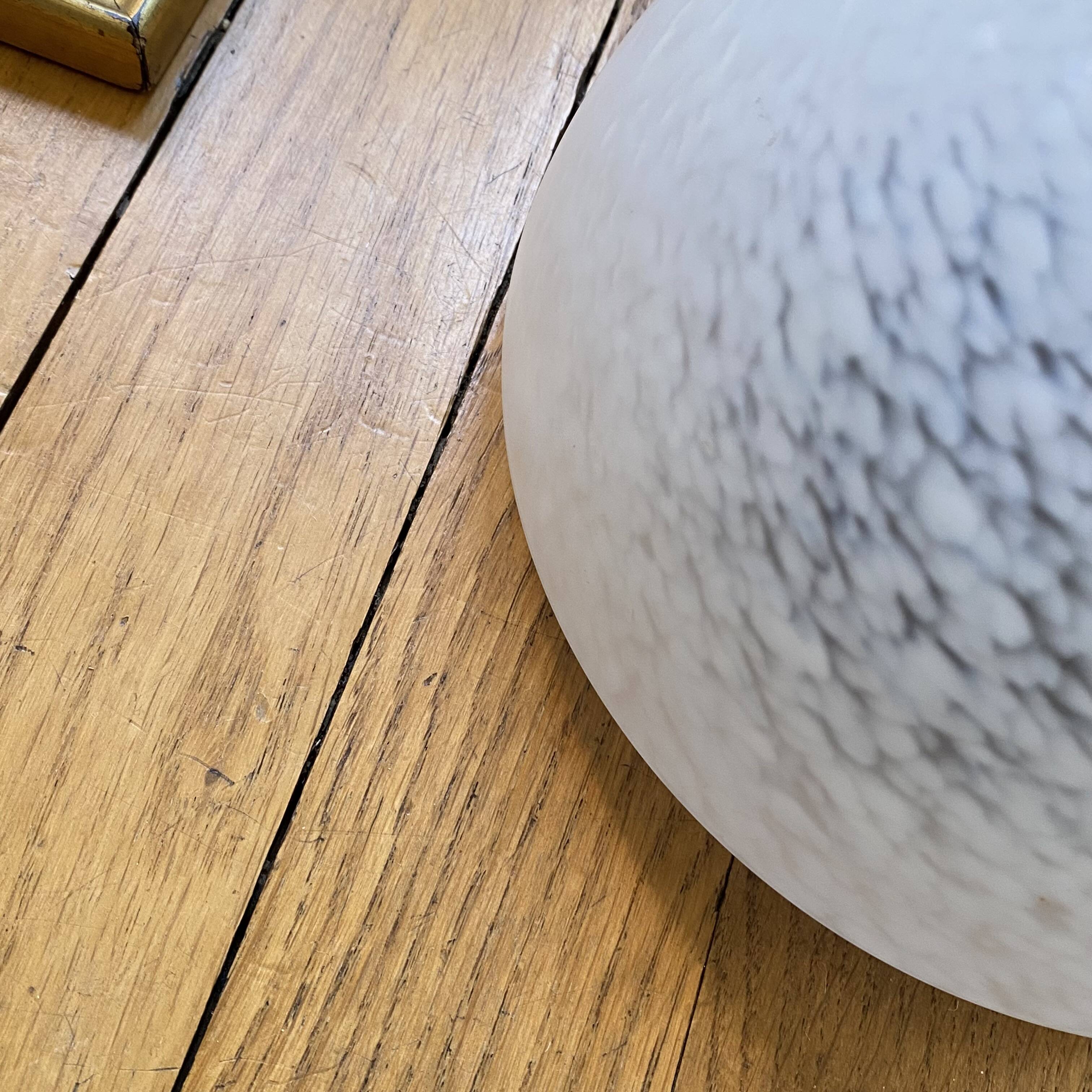 Antique wall ceiling light Clichy white glass semi-spherical