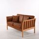 Scandinavian 2-seater leather sofa