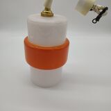 Vintage suspension lamp in white and orange opaline