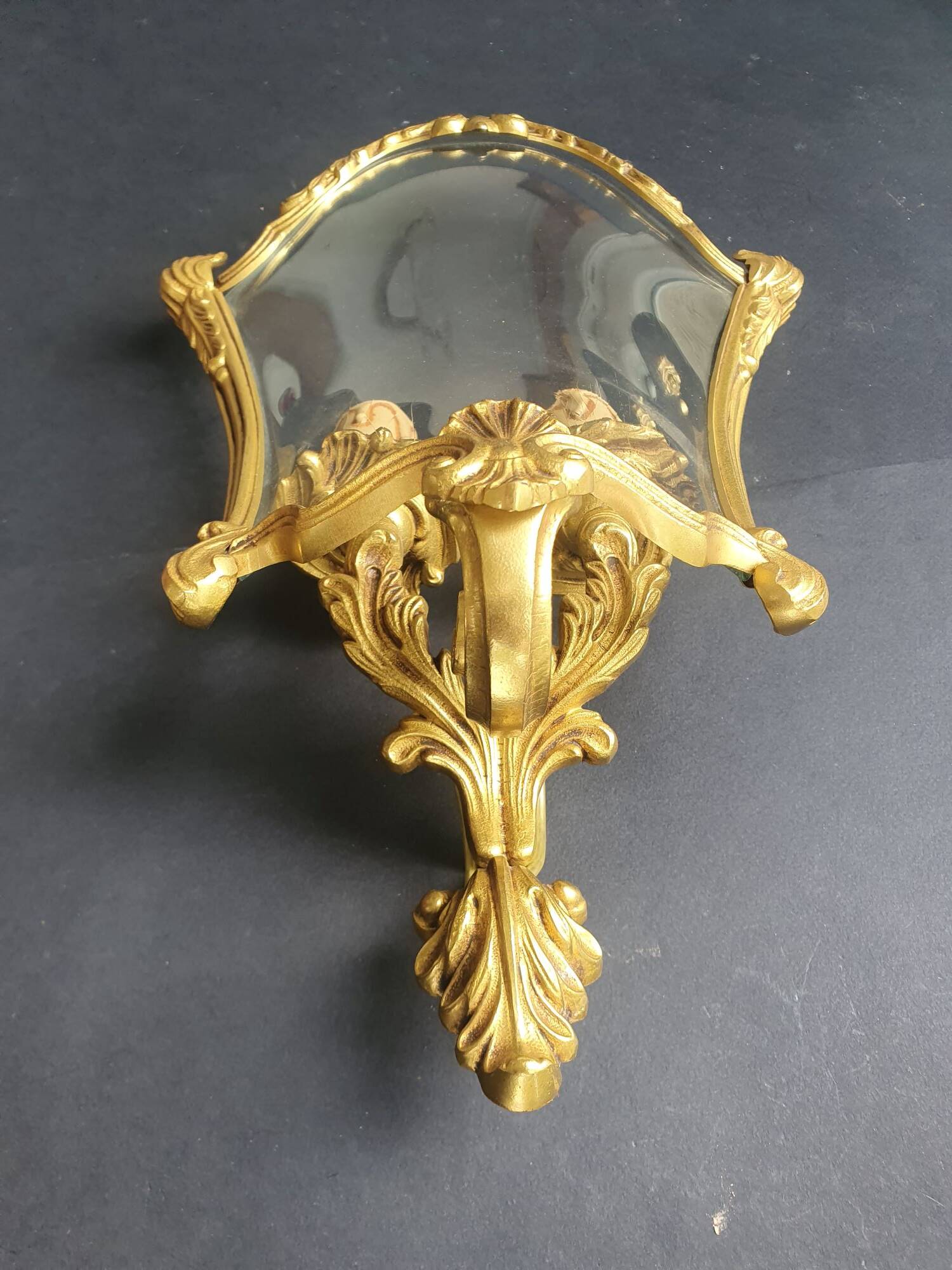 Vintage Louis XVI bronze corner wall sconce Lucien Gau Paris