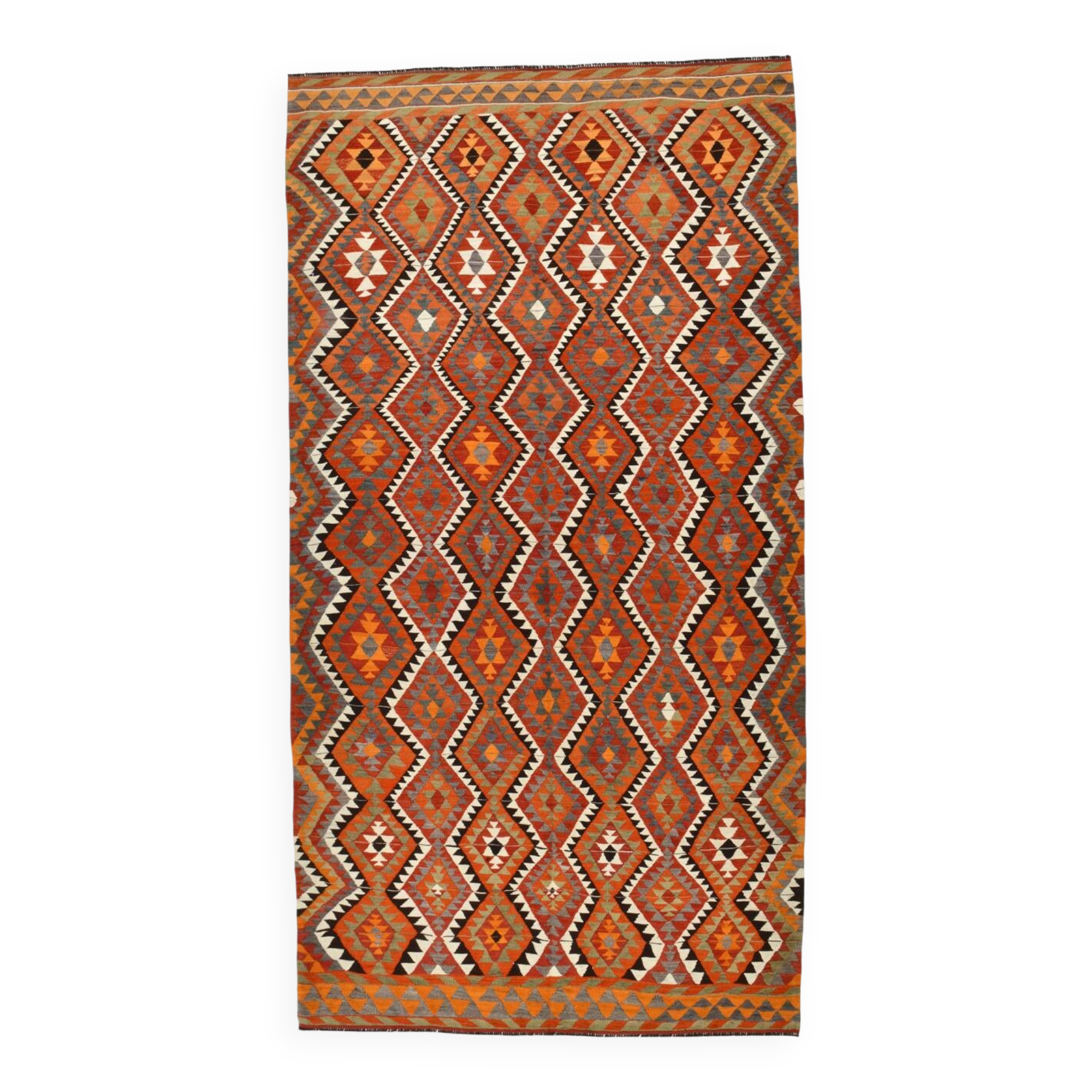 5x10 Red & Orange Tribal Handmade Kilim Rug, 165x317Cm