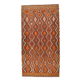 Tapis Kilim tribal rouge et orange fait main