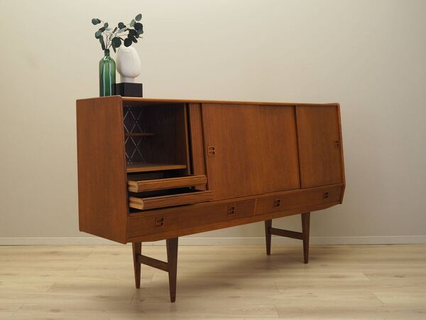 Buffet haut en teck, design danois, années 1960, fabriqué au Danemark