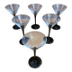 Set of 6 LUMINARC Domino Cocktail Glasses + Black Opaline Vintage