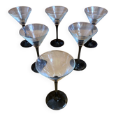 Set of 6 LUMINARC Domino Cocktail Glasses + Black Opaline Vintage