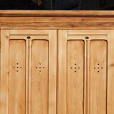 Ancien vestiaire industriel bois - Armoire parisienne en sapin