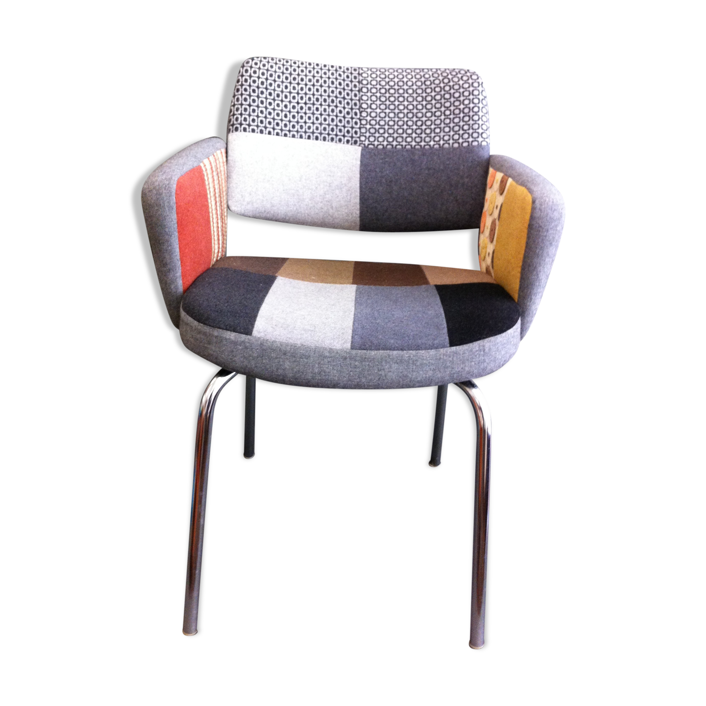 60s wool patchworks chair
