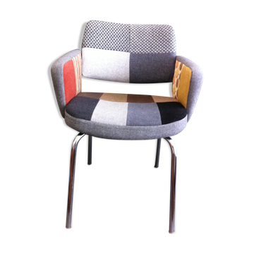 Fauteuil années 60 patchworks en laine