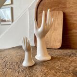 Pair of hand vases in white earthenware