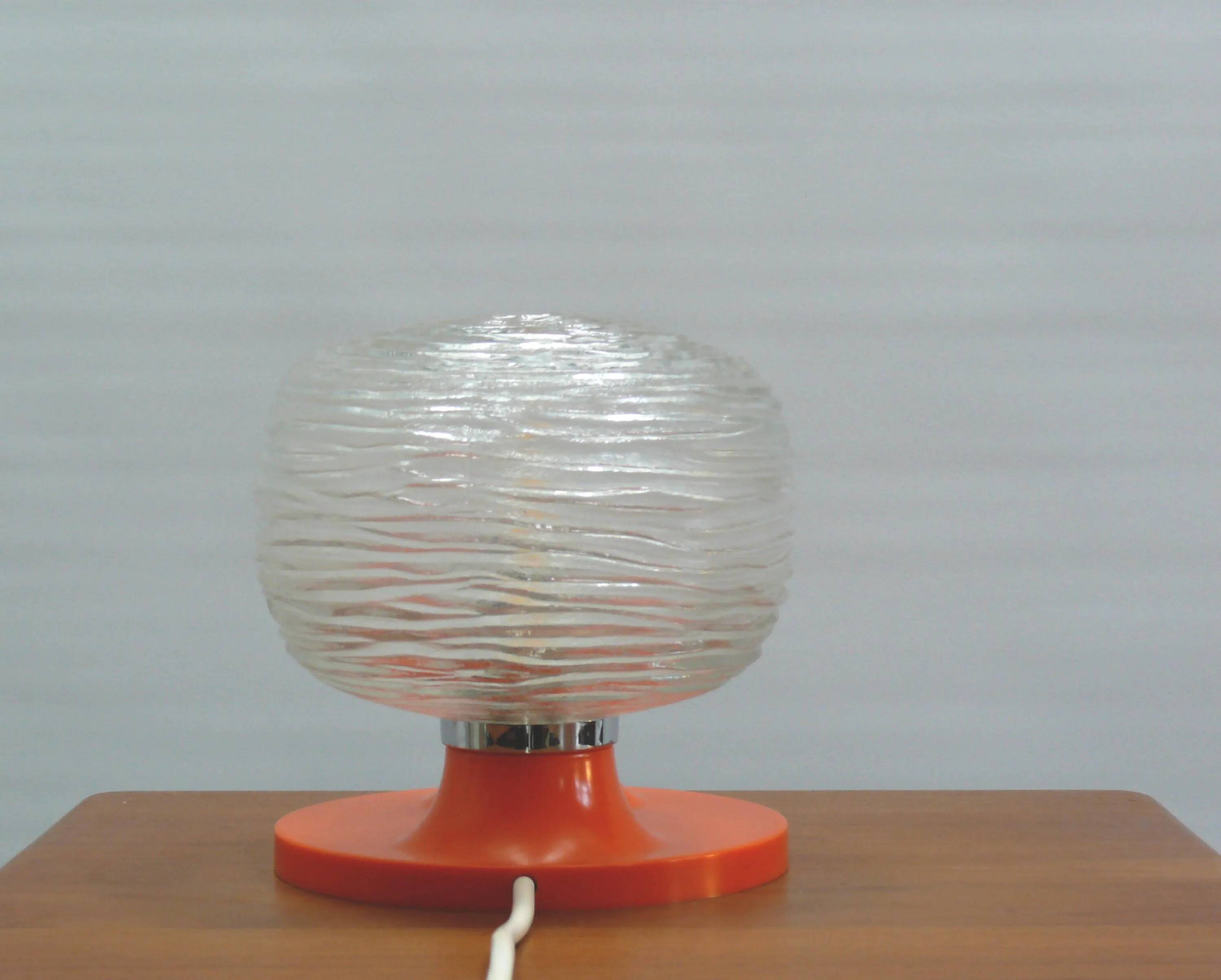 Hillebrand bedside lamp from the 1970s; glass, metal and plastic; mid-century, space age style