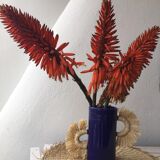 Tube vase with raffia handles