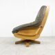 Brutalist oak and leather swivel chair, 1970s