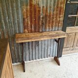 Wooden and cast iron workbench console