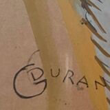 Tableau gouache "composition florale" signée G. Duran
