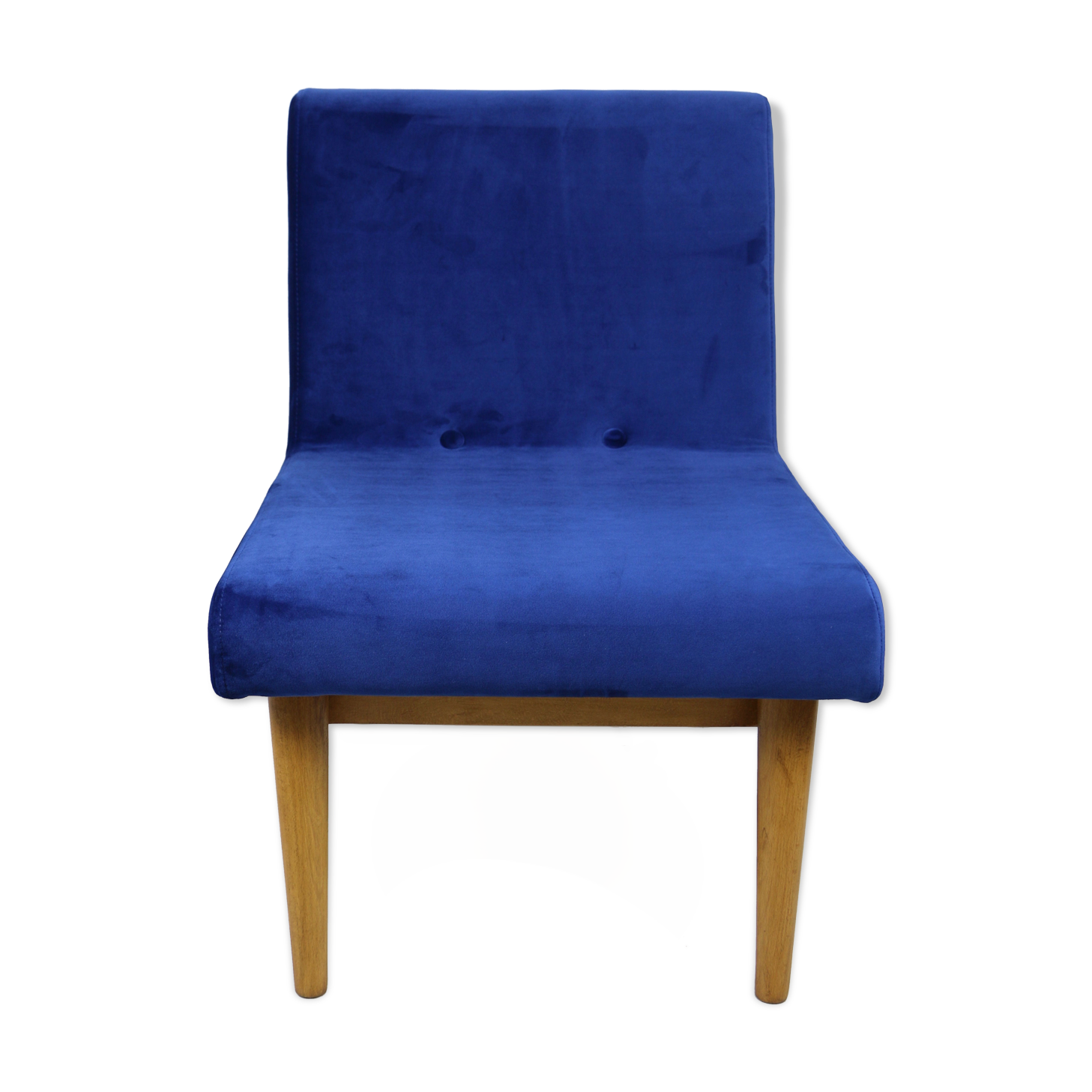 Vintage Blue Velvet Lounge Chair, 1970s