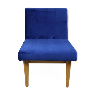 Vintage Blue Velvet Lounge Chair, 1970s