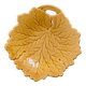 Vintage soap dish in ochre faience, leaf shape.
