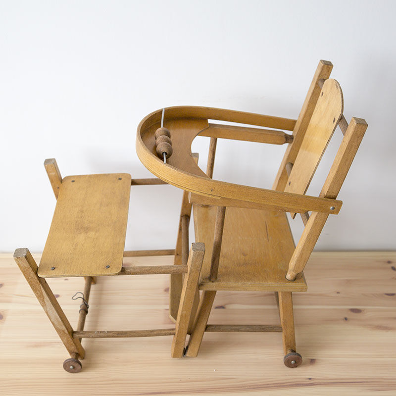 Vintage wooden doll high chair