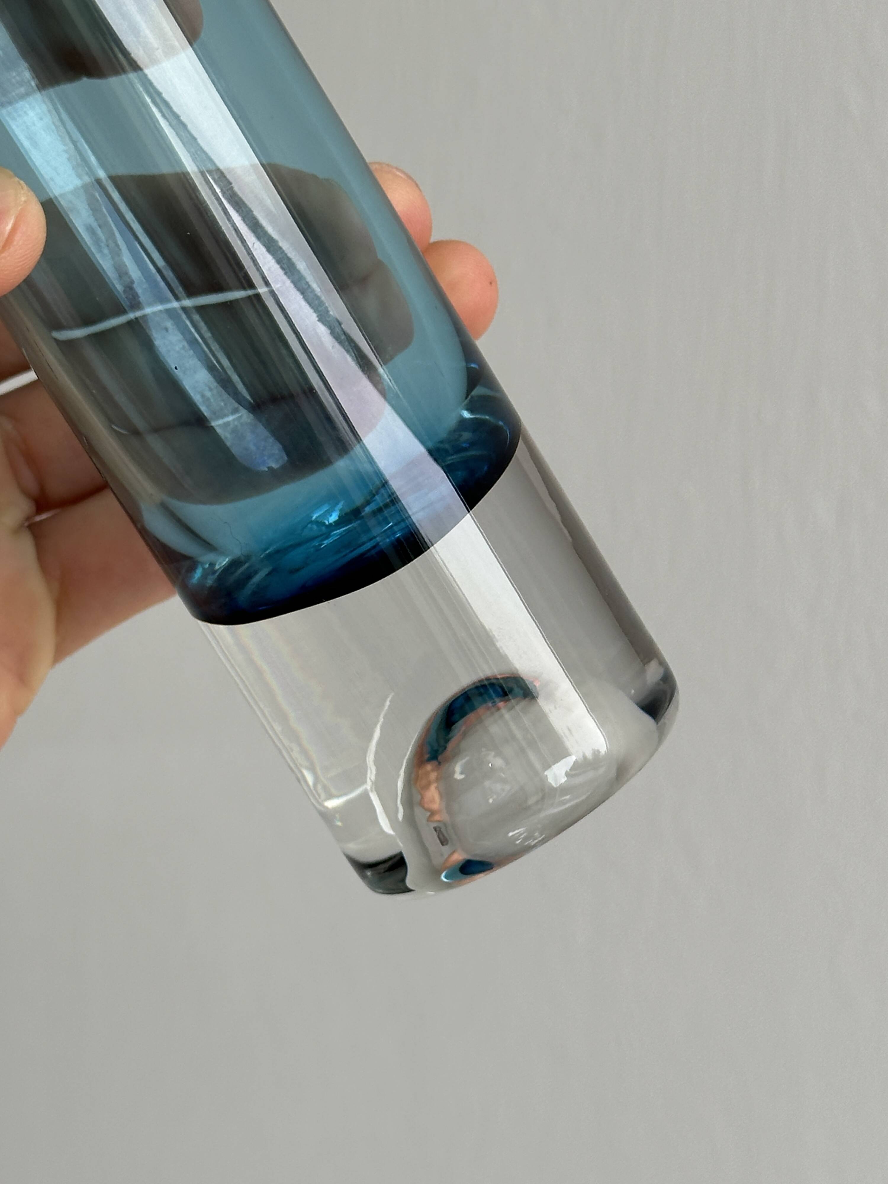 Transparent blue glass vase