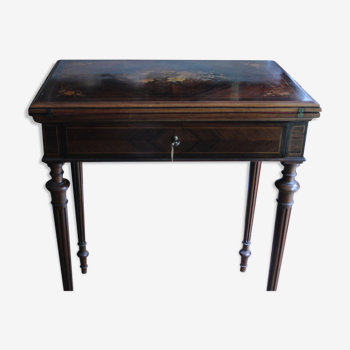 Table à transformation marquetée style Louis XVI époque 19ème