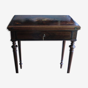 Small table with inlaid transformation Louis XVI style 19th century