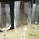 Set of 5 champagne flutes in crystalline engraved decoration and button leg