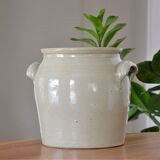 Medium-sized sandstone pot, gray glazed, two ears