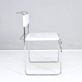 Set of Four Modern Italian White Leather Libellula Chairs by Giovanni Carini 70s