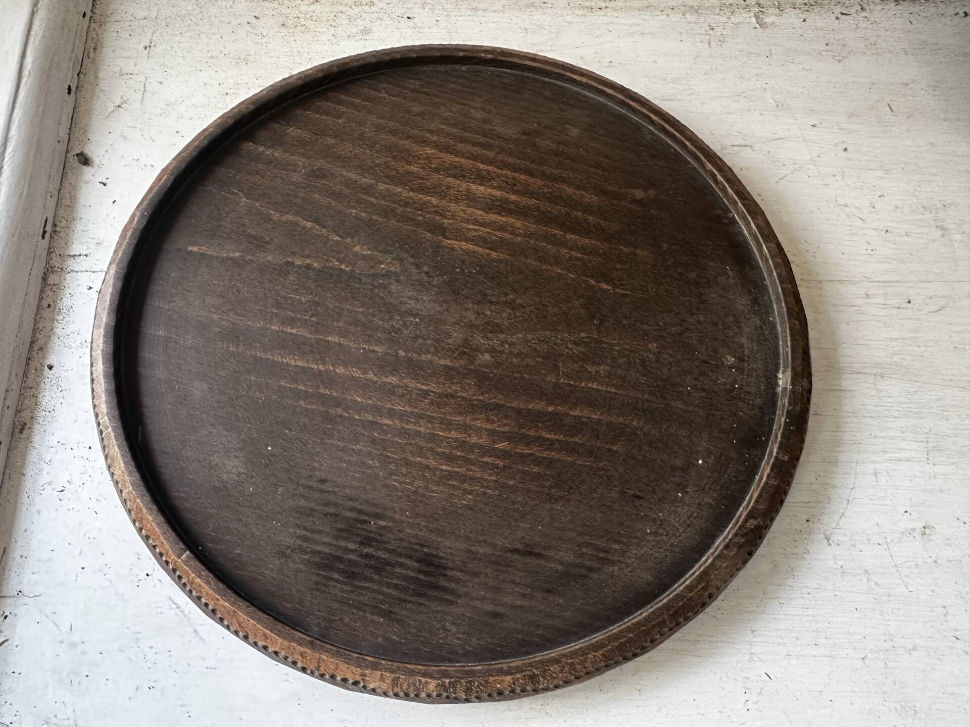 Mid-Century wooden platter or trivet - D 24 cm