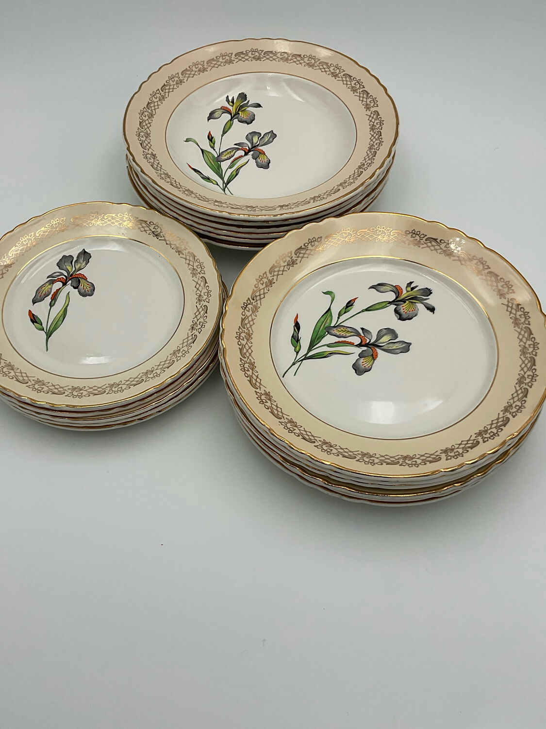 Porcelain plates signed moulin des loups 18 pieces