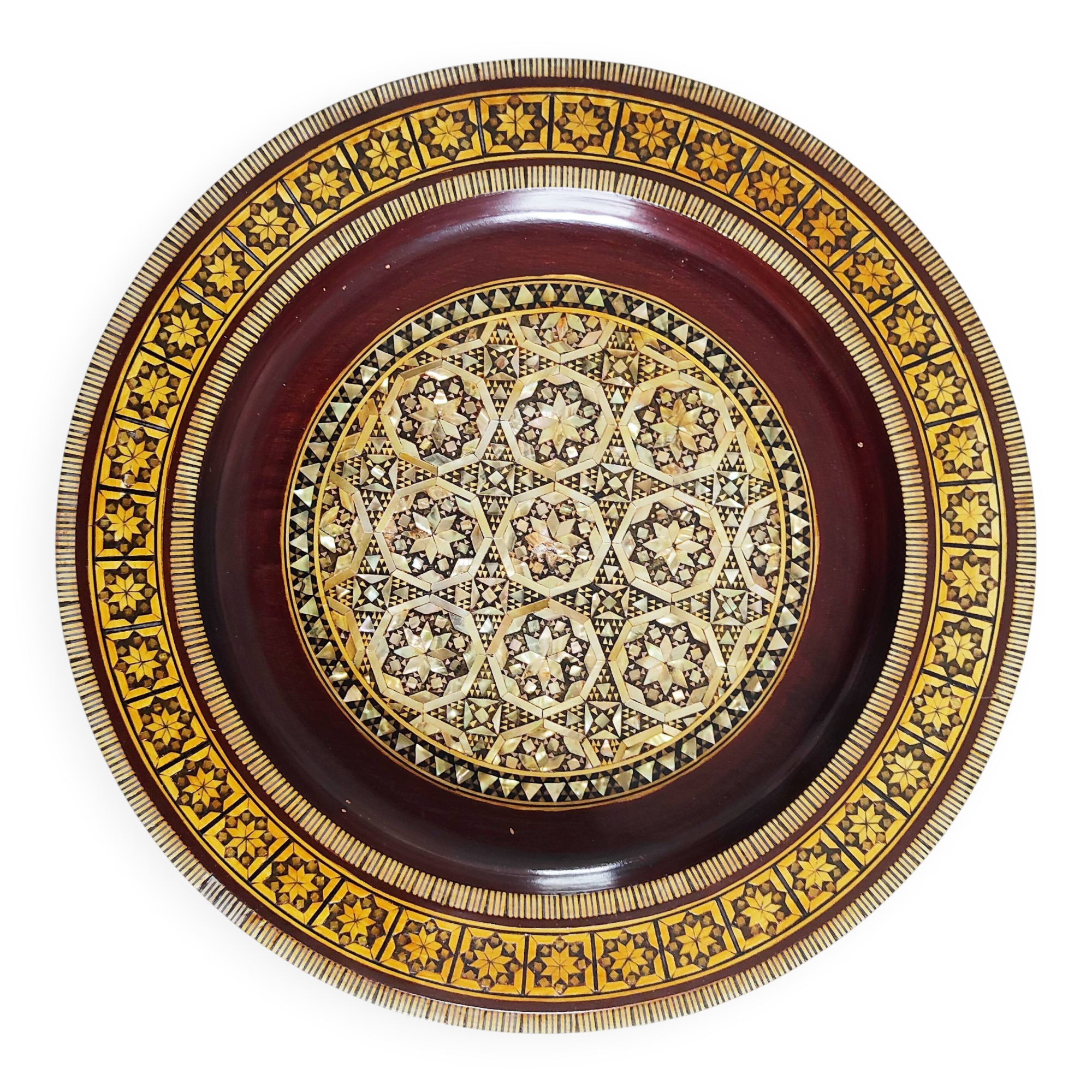 Wooden pocket emptier with mother-of-pearl marquetry