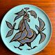 Display plate by Jean Lurçat in blue glazed ceramic