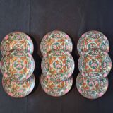 Set of 9 Macau porcelain bread or pasta plates, hand-painted