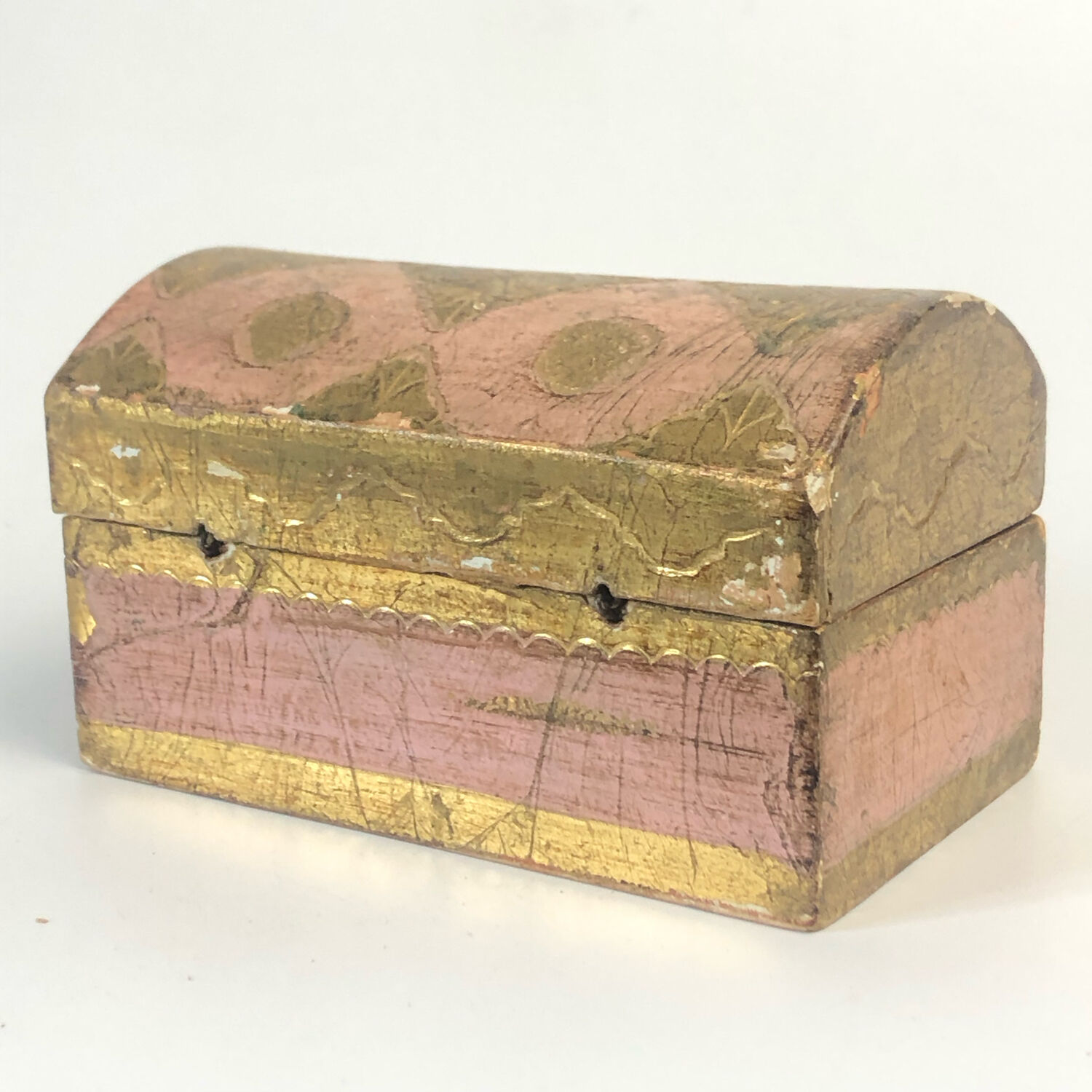 Florentine vintage box, pink and gold