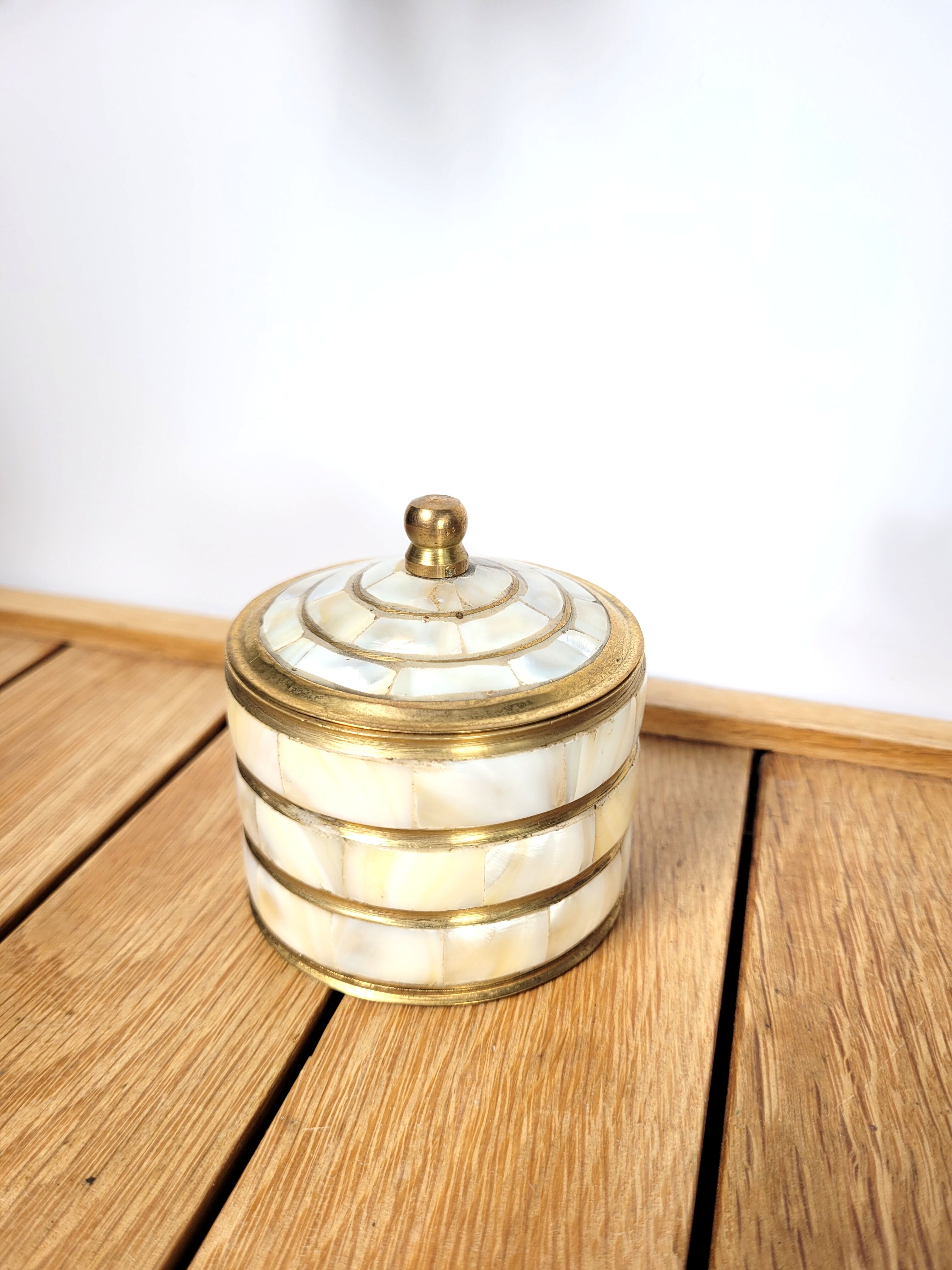 Box with brass lid & mother-of-pearl