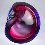 Sommerso pink and purple Murano glass tray by Flavio Poli