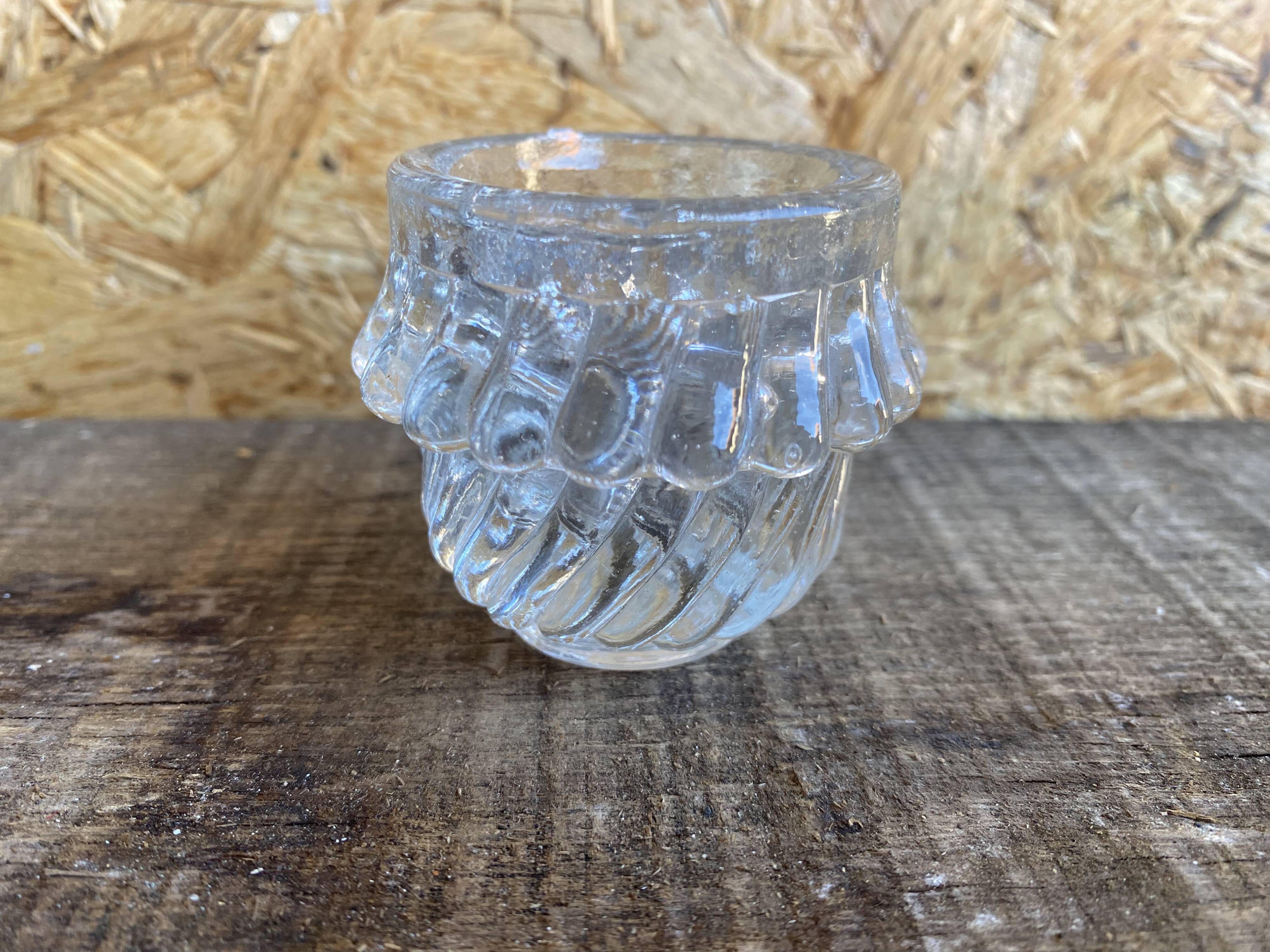 Set of 3 Vintage Glass Moulded Condiment Salts #D979