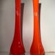 Pair vase soliflore orange glass Murano