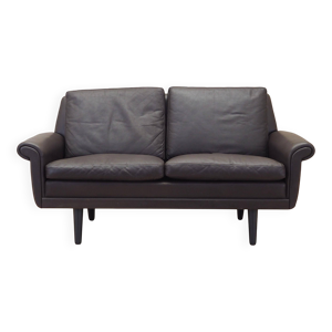 Canapé en cuir marron, design danois, années 1960, designer : Aage Christiansen, manu