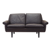 Brown leather sofa, Danish design, 1960s, designer: Aage Christiansen, manu