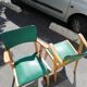 Pair of vintage 60s green armchairs