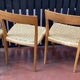 Suite Of 4 Scandinavian Teak And Rope Chairs By Svegards Markaryd
