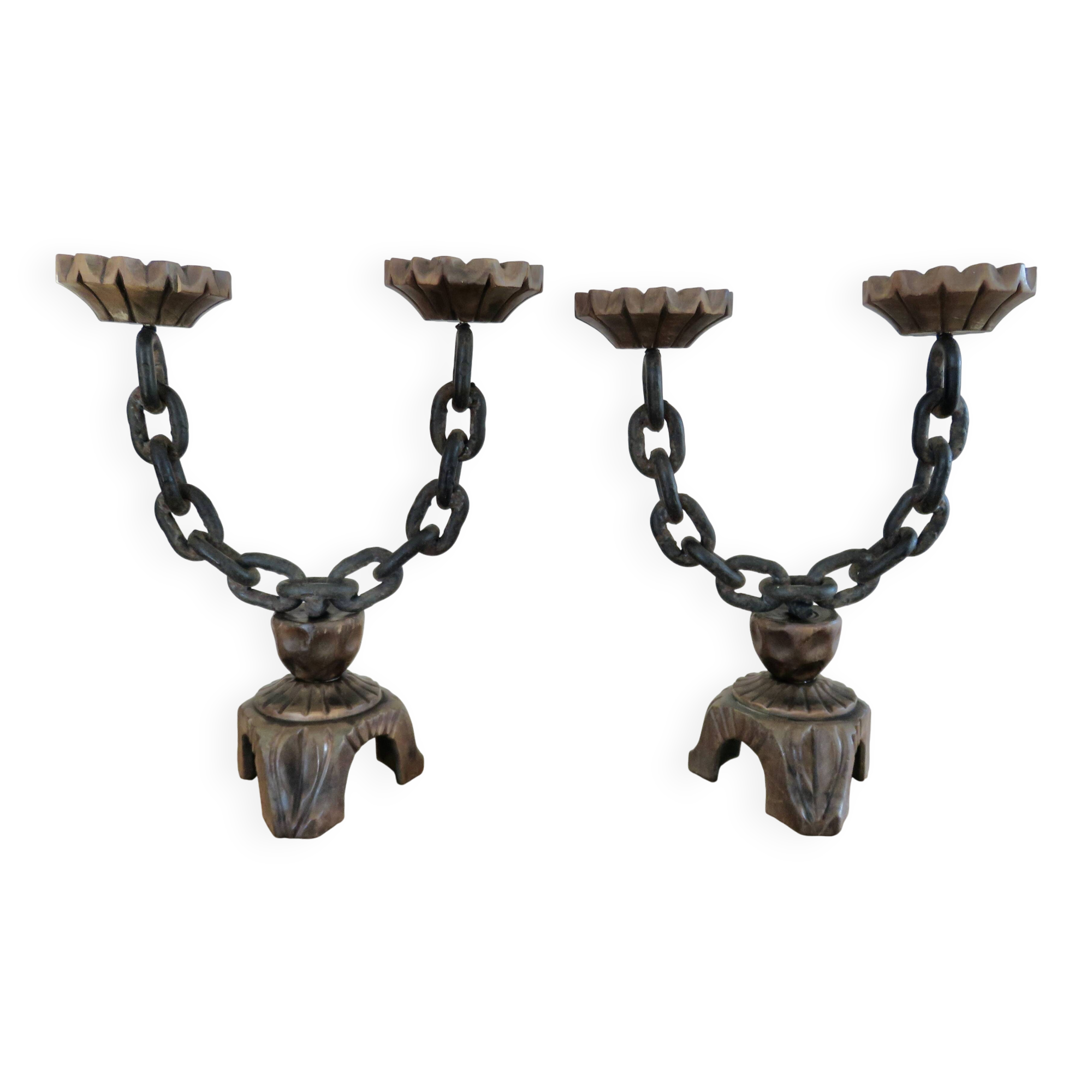 Brutalist pair of candlesticks, 1930s