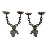 Brutalist pair of candlesticks, 1930s