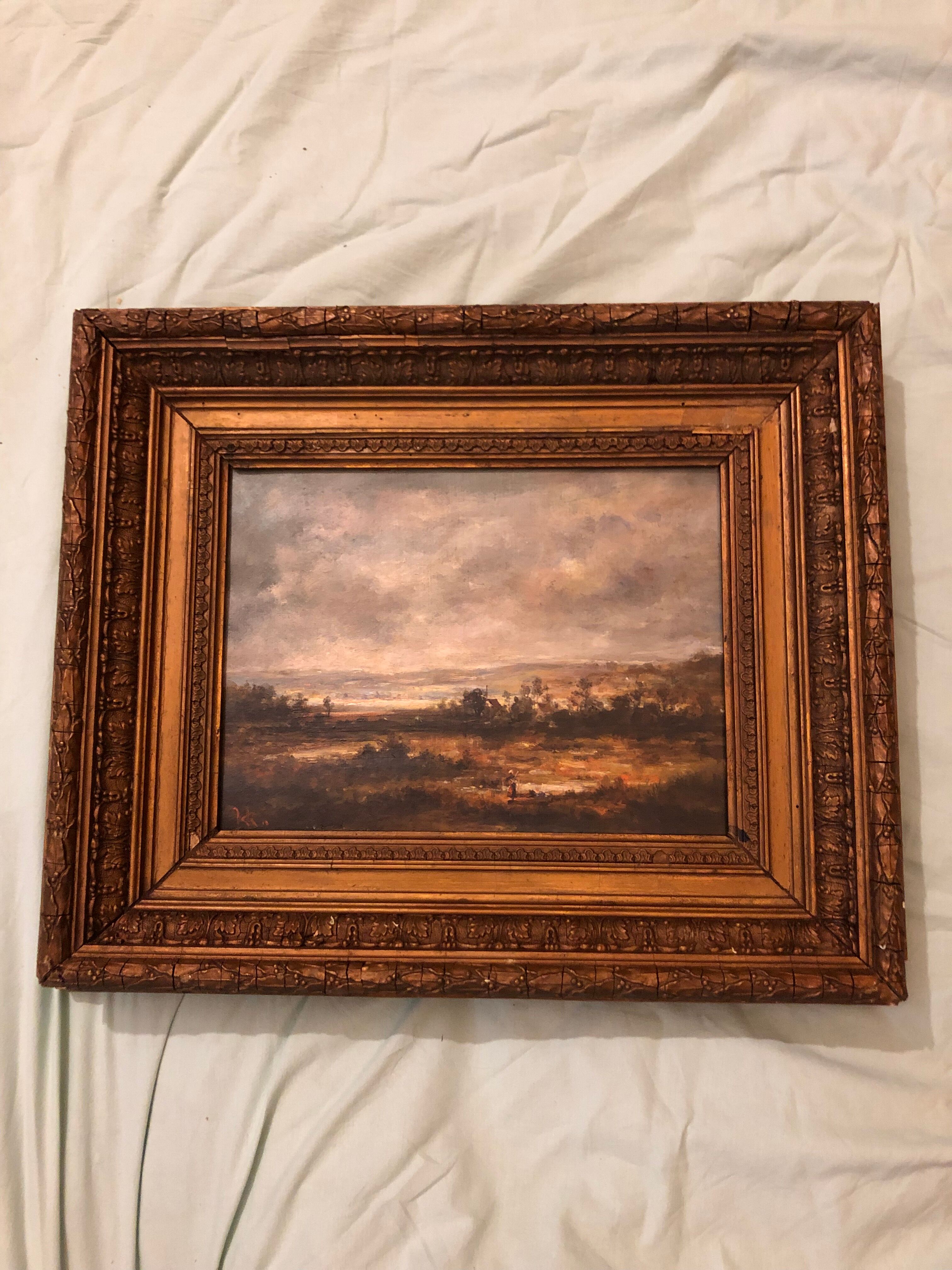 Oil painting and frame early 19th century
