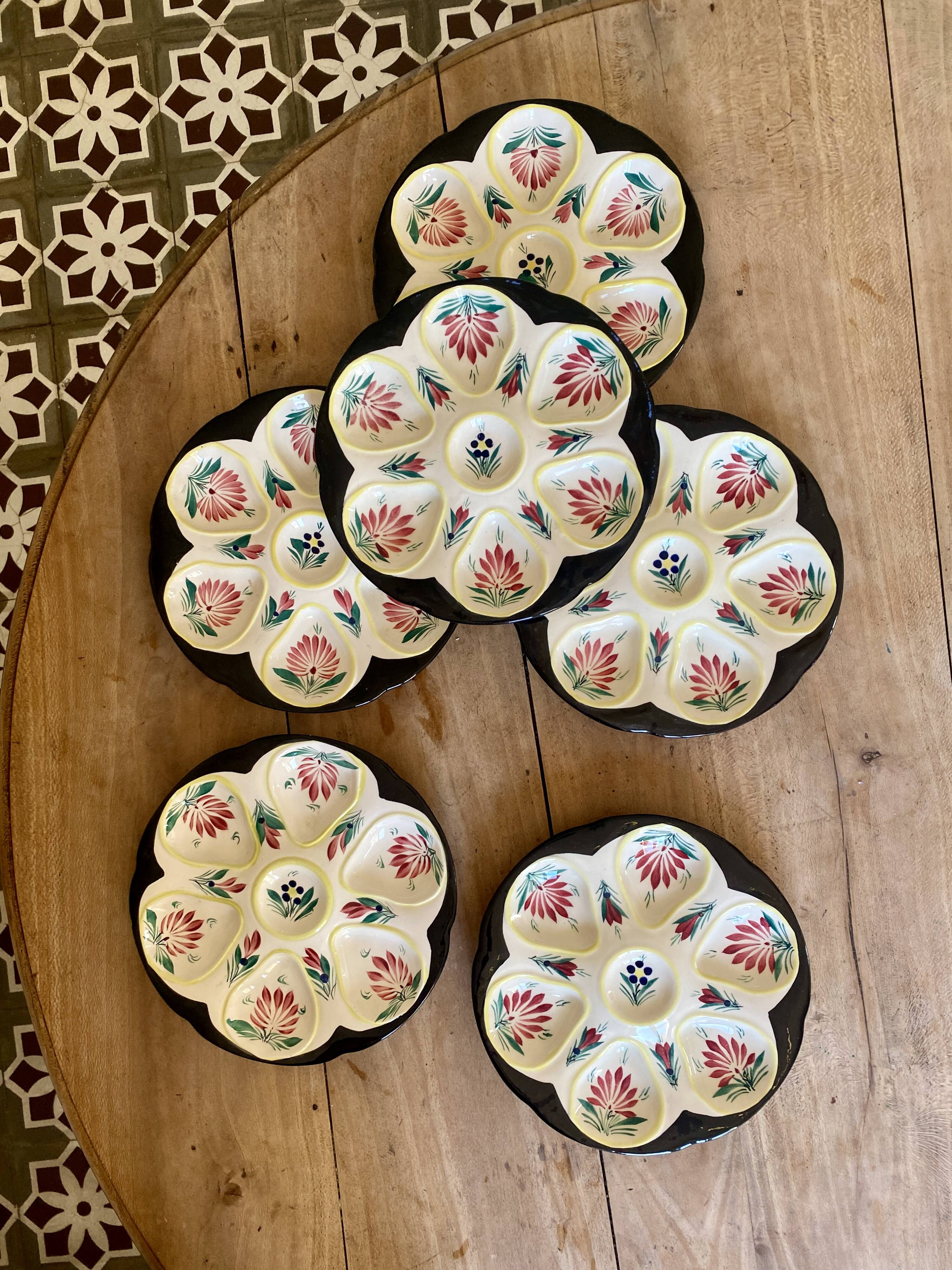 Set of 6 vintage oyster plates - Henriot - Quimper