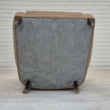 1970s, Danish highback armchair, original condition, furniture velour, bech wood.