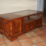 Solid wood coffee table signed "Doussiere"