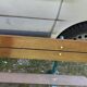 Old garden bench with cast iron feet