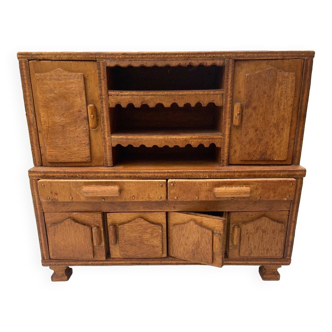 Furnished wooden sideboard for doll